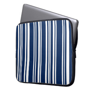 Funda Para Portátil Rayas mixtas de añil y blanco