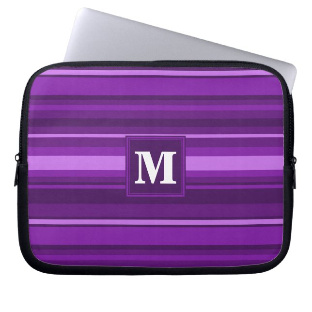 Funda Para Portátil Rayas moradas monográficas (Frente)