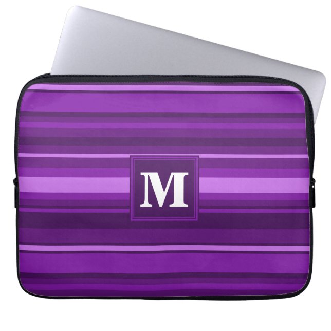 Funda Para Portátil Rayas moradas monográficas (Frente)