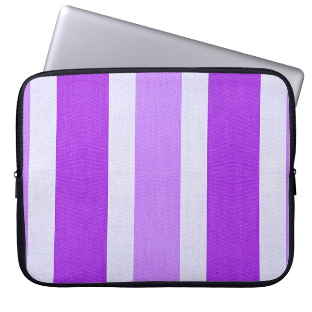 Funda Para Portátil Rayas moradas y blancas (Frente)