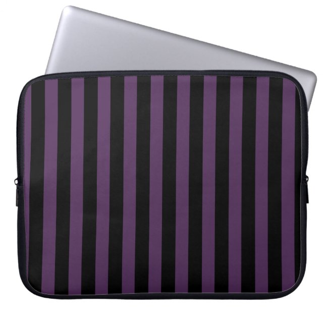Funda Para Portátil Rayas moradas y negras oscuras (Frente)