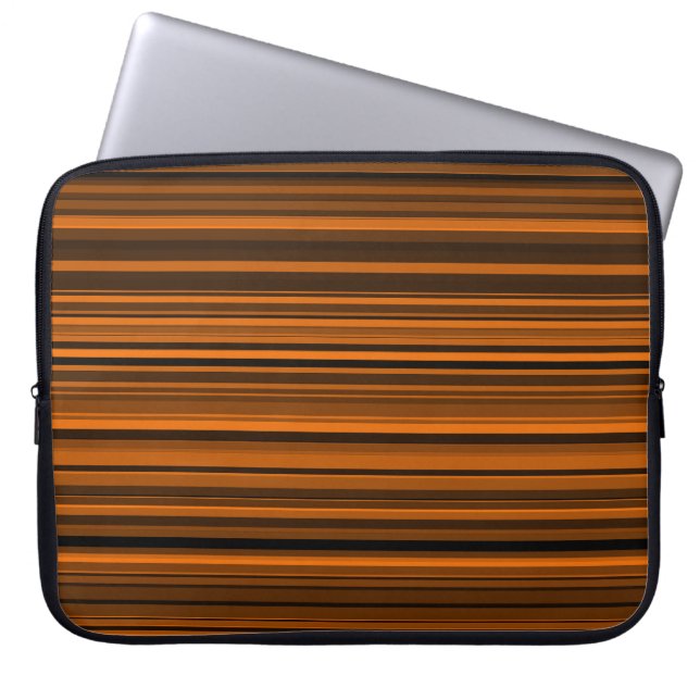 Funda Para Portátil Rayas Naranjas Marrones Negras (Frente)