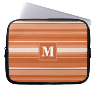 Funda Para Portátil Rayas naranjas monograma