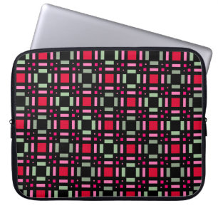 Funda Para Portátil Rayas negras rojas de yeso geométrico