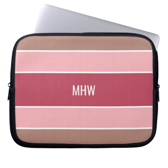 Funda Para Portátil Rayas Patrón personalizado monograma mangas para p (Frente)