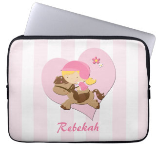 Funda Para Portátil Rayas personalizadas del rosa de la equitación del