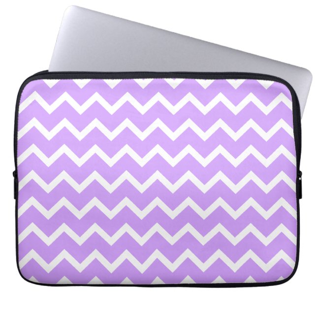 Funda Para Portátil Rayas púrpuras y blancas del zigzag (Frente)