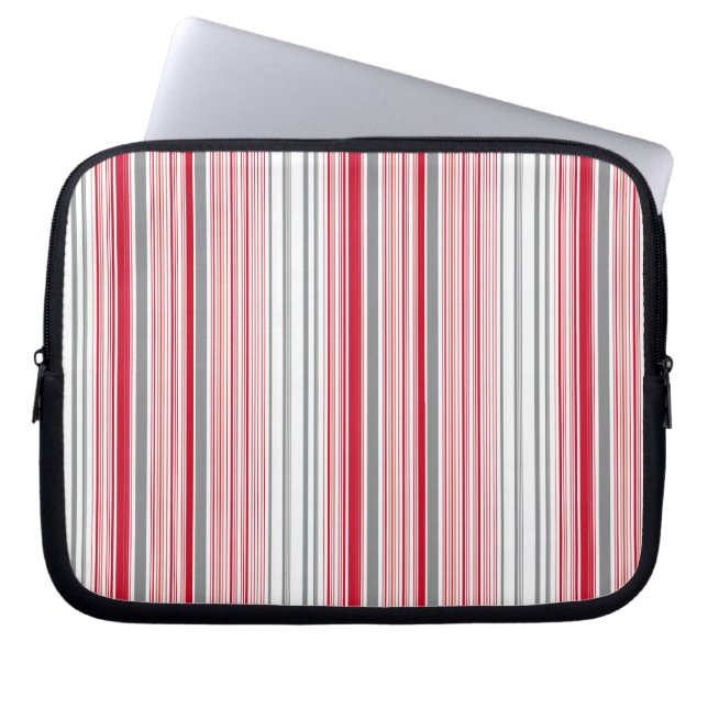 Funda Para Portátil Rayas rojas grises lindas (Frente)
