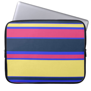 Funda Para Portátil Rayas rosas, amarillas y azules