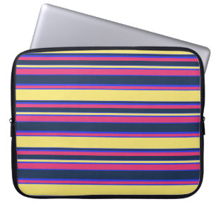 Funda Para Portátil Rayas rosas, amarillas y azules