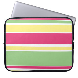 Funda Para Portátil Rayas rosas, verdes y amarillas