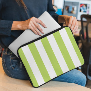 Funda Para Portátil Rayas verdes, rayas blancas, patrón rayado