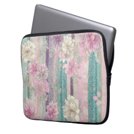 Funda Para Portátil Rayas Verticales Pastel Con Texturas De Encaje 
