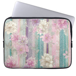 Funda Para Portátil Rayas Verticales Pastel Con Texturas De Encaje