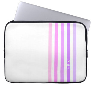 Funda Para Portátil Rayas verticales púrpura y rosa monograma
