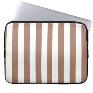 Funda Para Portátil Rayas verticales vintage Mocha Mousse Blanco