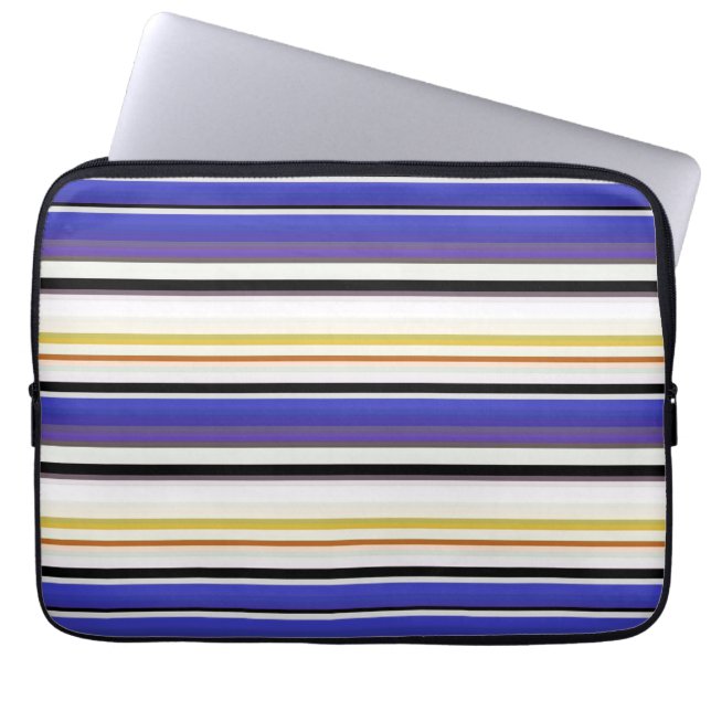 Funda Para Portátil Rayas violetas blancas (Frente)