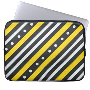 Funda Para Portátil Rayas y burbujas amarillo negro