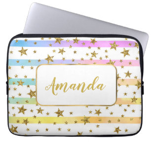 Funda Para Portátil Rayas y estrellas femeninas personalizadas