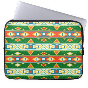 Funda Para Portátil Rayas y formas geométricas naranja verde blanco