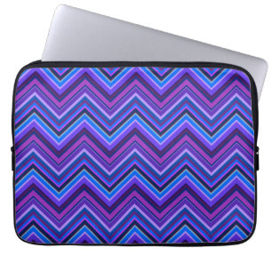 Funda Para Portátil Rayas zigzag azules y violetas