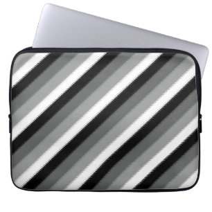 Funda Para Portátil Rayos grises negros Ash franja blanca