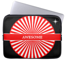 Funda Para Portátil Rayos solares rojos en alza sobre blanco y negro