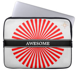 Funda Para Portátil Rayos solares rojos en gris plateado