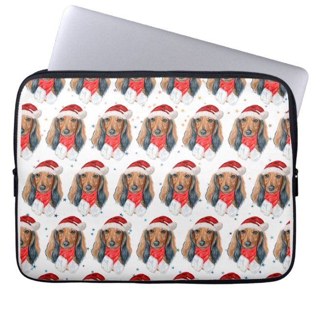 Funda Para Portátil Raza de perro Dachshund Navidad (Frente)