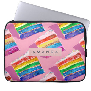 Funda Para Portátil Rebanada de pastel de arcoíris colorido personaliz