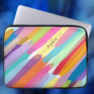 Funda Para Portátil Recorrido diagonal de color, nombre, pintura abstr