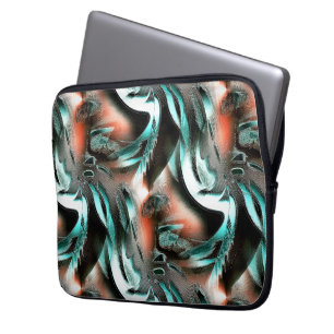 Funda Para Portátil Recortes rotos en cian de plata con ranuras en cor