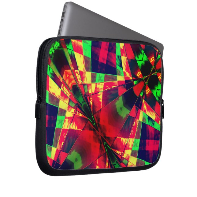 Funda Para Portátil Rectángulos inclinados, estirados, verdes, rojos m (Anverso derecho)