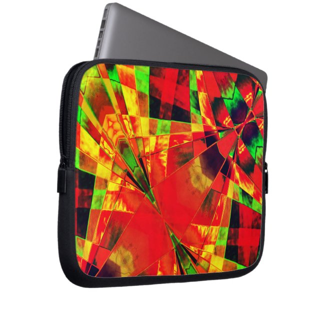 Funda Para Portátil Rectángulos inclinados o estirados...amarillo rojo (Anverso derecho)