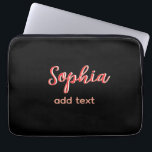 Funda Para Portátil Red añadir nombre chica jefe texto negro elegante<br><div class="desc">diseño de circunferencia</div>
