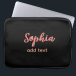 Funda Para Portátil Red añadir nombre chica jefe texto negro elegante<br><div class="desc">diseño de circunferencia</div>