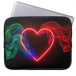 Funda Para Portátil Red and Green Valentine Heart on Electronics Bag