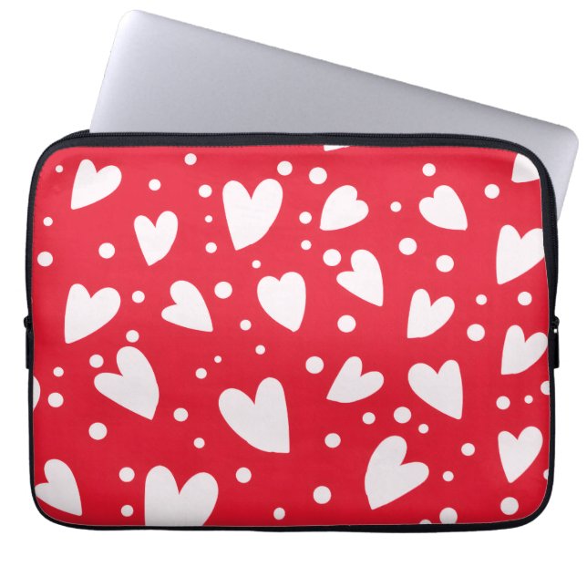 Funda Para Portátil Red and White Heart Pattern | Cute Valentine Love  (Frente)