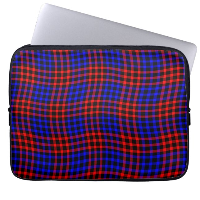 Funda Para Portátil Red Blue Plaid Checker Seamless Pattern (Frente)