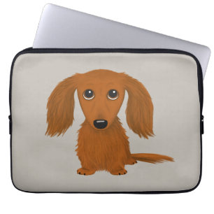 Funda Para Portátil Red Dachshund de larga duración   Perro de dibujos