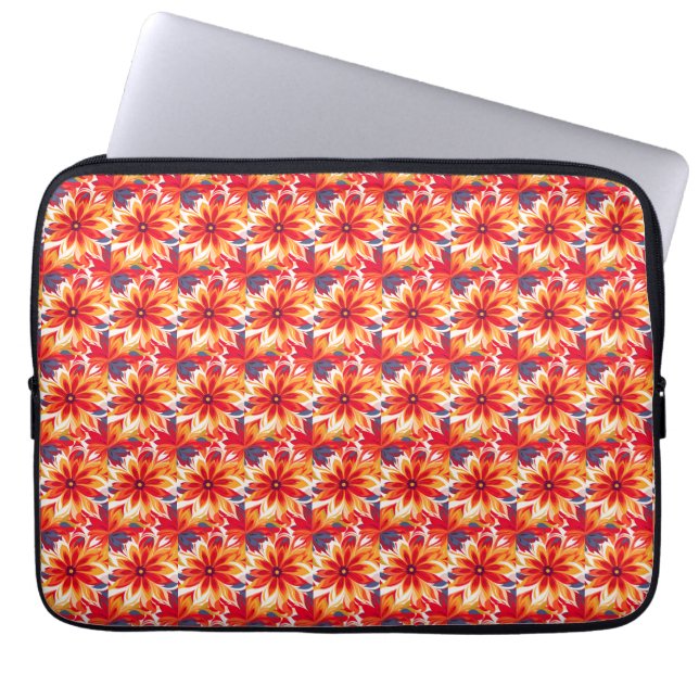 Funda Para Portátil Red Daisy BOHO Tile moderno (Frente)