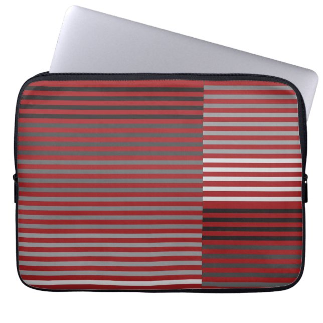 Funda Para Portátil Red, Gray, Black, White Stripes (Frente)