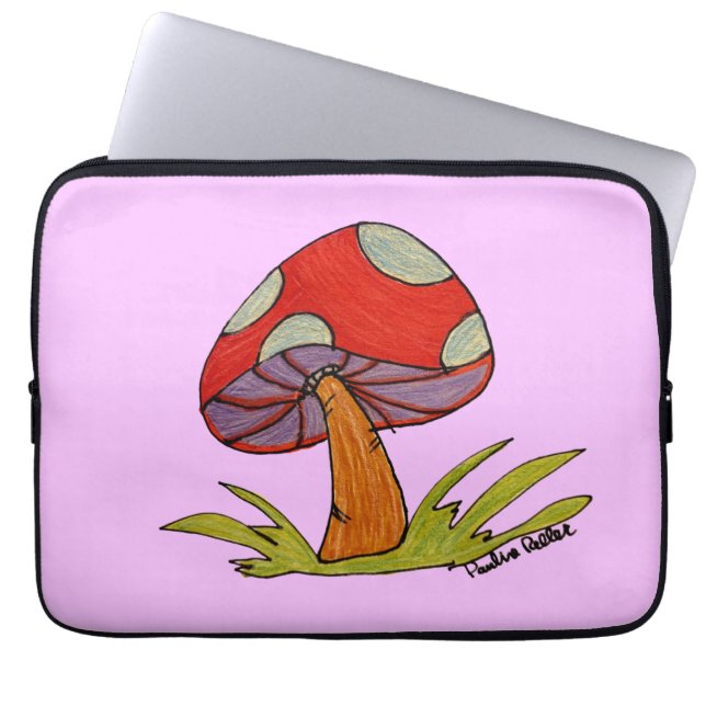 Funda Para Portátil Red Mushroom with purple background (Frente)