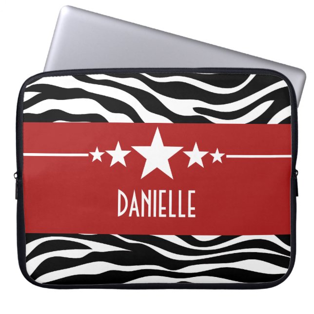 Funda para portátil Red Sassy Star Zebra (Frente)