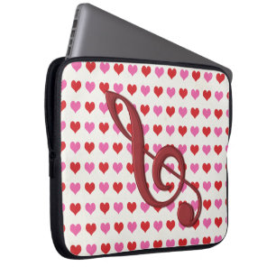 Funda Para Portátil Red Treble Clef Love Hearts Music