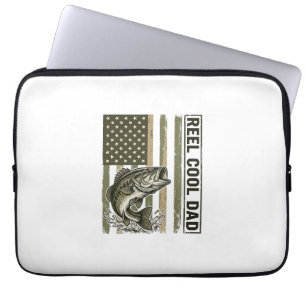 Funda Para Portátil Reel Cool Dad Bass Fishing Flag Vector Design_1