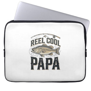 Funda Para Portátil Reel Cool Papa Diseño Vectorial de Pesca Vintage_1