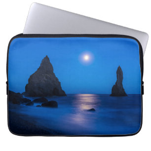 Funda Para Portátil Reflejo de la salida de la luna   Islandia, Reynis