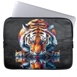 Funda Para Portátil Reflejo de tigre bebiendo agua