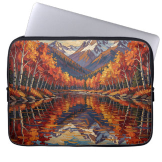 Funda Para Portátil Reflejo del lago de Aspen en otoño montañoso